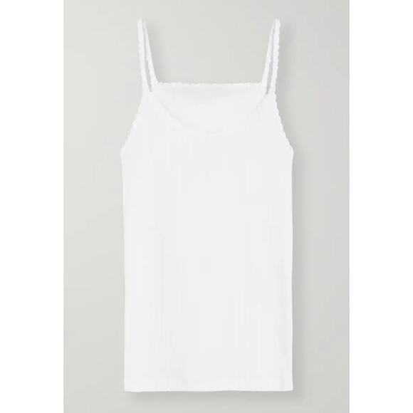 LESET Pointelle-Knit Cotton-Jersey Tank Top - S White - Picture 1 of 3